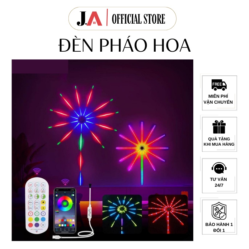 Đèn LED pháo hoa dải 50cm trang trí trong nhà điều chỉnh qua qua remove hoặc điện thoại