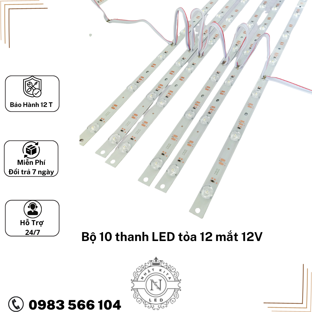 Thanh led tỏa bộ 10 thanh 12 mắt 12V
