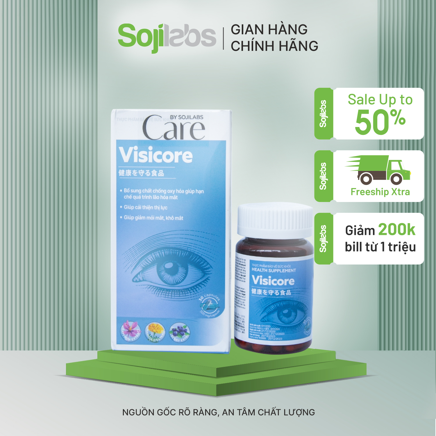 [HCM]Viên Uống Bổ Mắt VISICORE giảm mỏi mắt khô mắt tăng cường thị lực và phòng ngừa các bệnh lý liên quan đến võng mạc - Hộp 30 viên