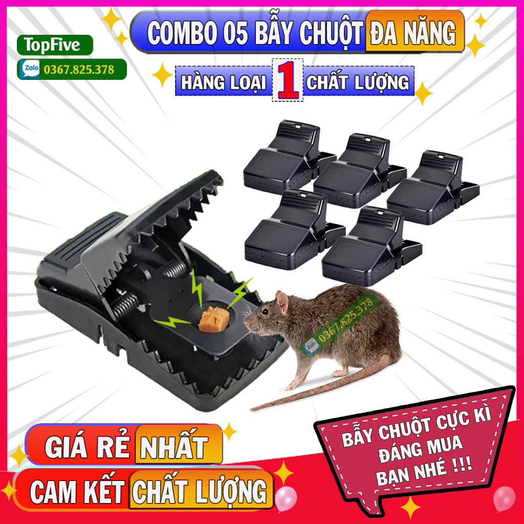 Combo 5 bẫy chuột thông minh - bẫy chuột siêu hiệu quẩ, bẫy cực mạnh, diệt chuột ngay tức khắc kể cả chuột lớn, chất liệu nhựa abs chắc chắn