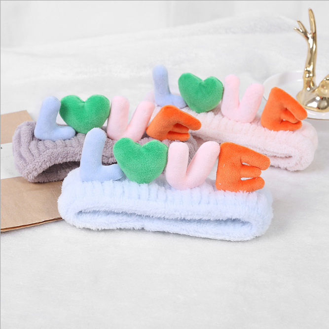 Băng đô trang điểm, băng đô rửa mặt làm điệu cute màu mới cho nữ chữ Love