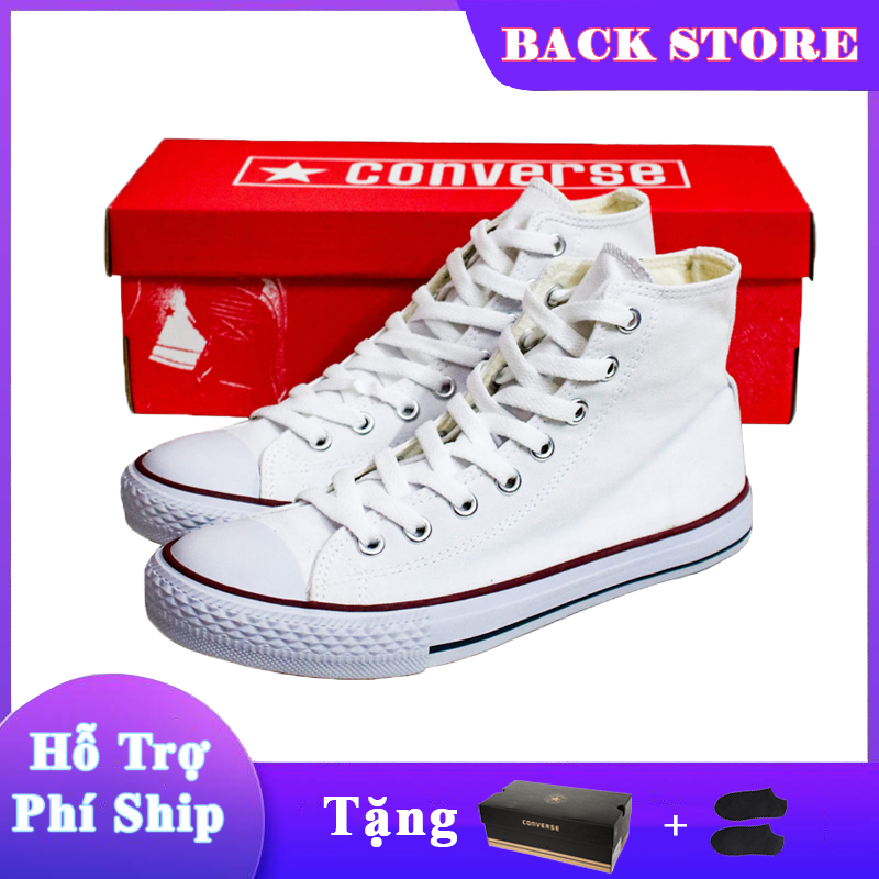 [HCM]Giày thể thao thời trang nam nữ Converse Classic cổ cao màu trắng [ Tặng box + vớ ]