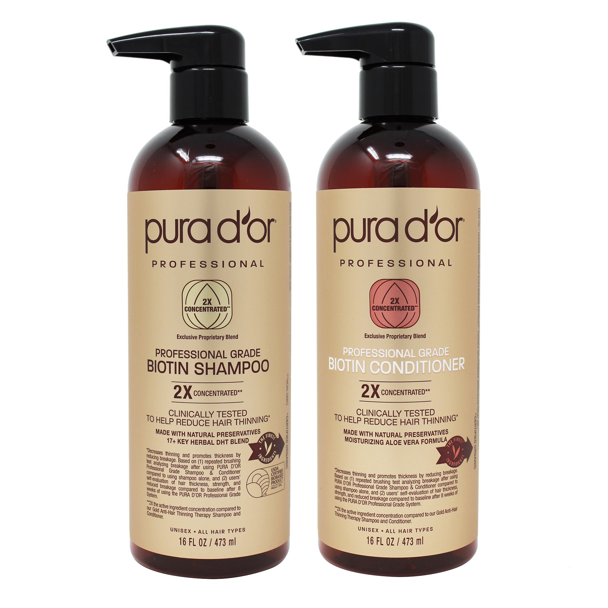 PURA D'OR PROFESSIONAL GRADE THERAPY / COMBO DẦU GỘI & DẦU XẢ CAO CẤP GIẢM RỤNG TÓC