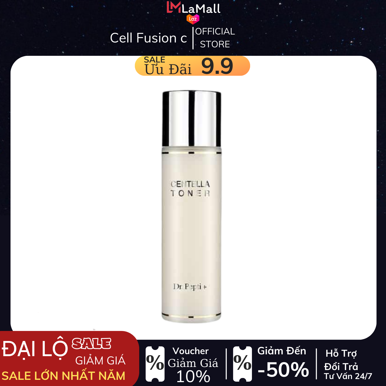 Nước hoa hồng dưỡng da căng bóng dr.pepti centella toner 180ml