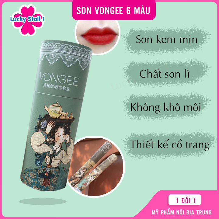 [CHÍNH HÃNG NỘI ĐIA TRUNG] SET SON VONGEE 6 CÂY CỔ TRANG NỘI ĐỊA TRUNG - Set Son Von Lì, Mịn, Có Dưỡng Không Gây Khô Môi 6 Cây Tông Siêu Trend