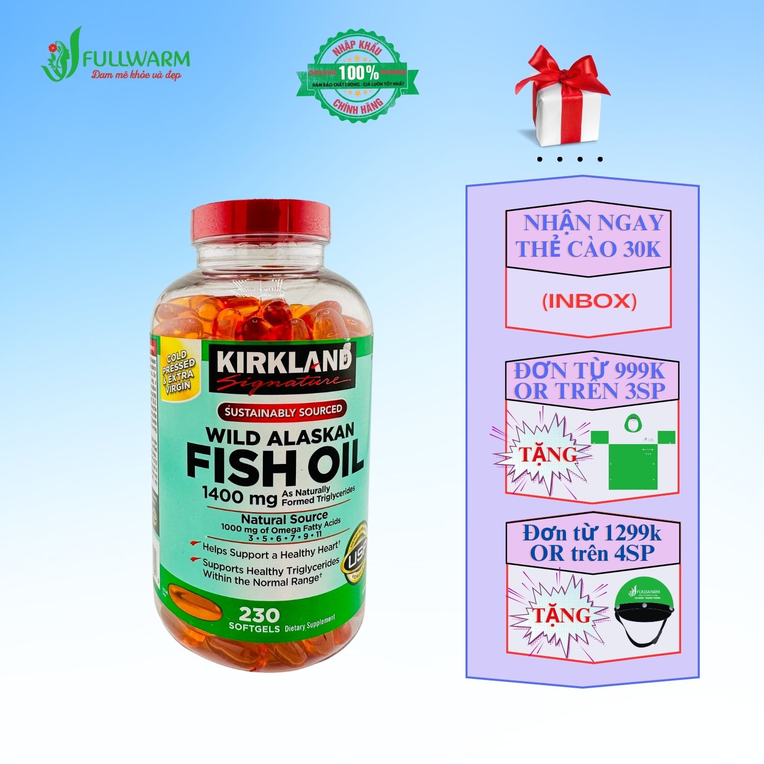 Date t12/2024 viên uống dầu cá hồi fish oil alaskan 1400mg kirkland 230 viên, xuất xứ mỹ