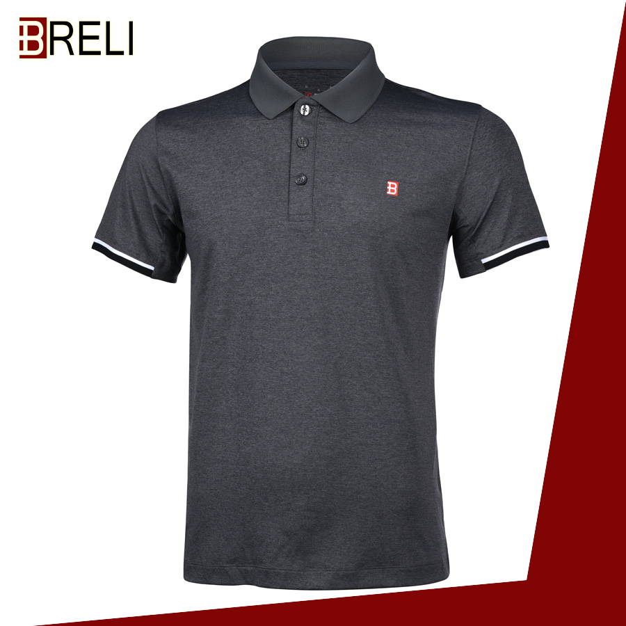 Áo thun thể thao nam BRELI có cổ cao cấp chất liệu co giãn bốn chiều thoáng mát BAS9019