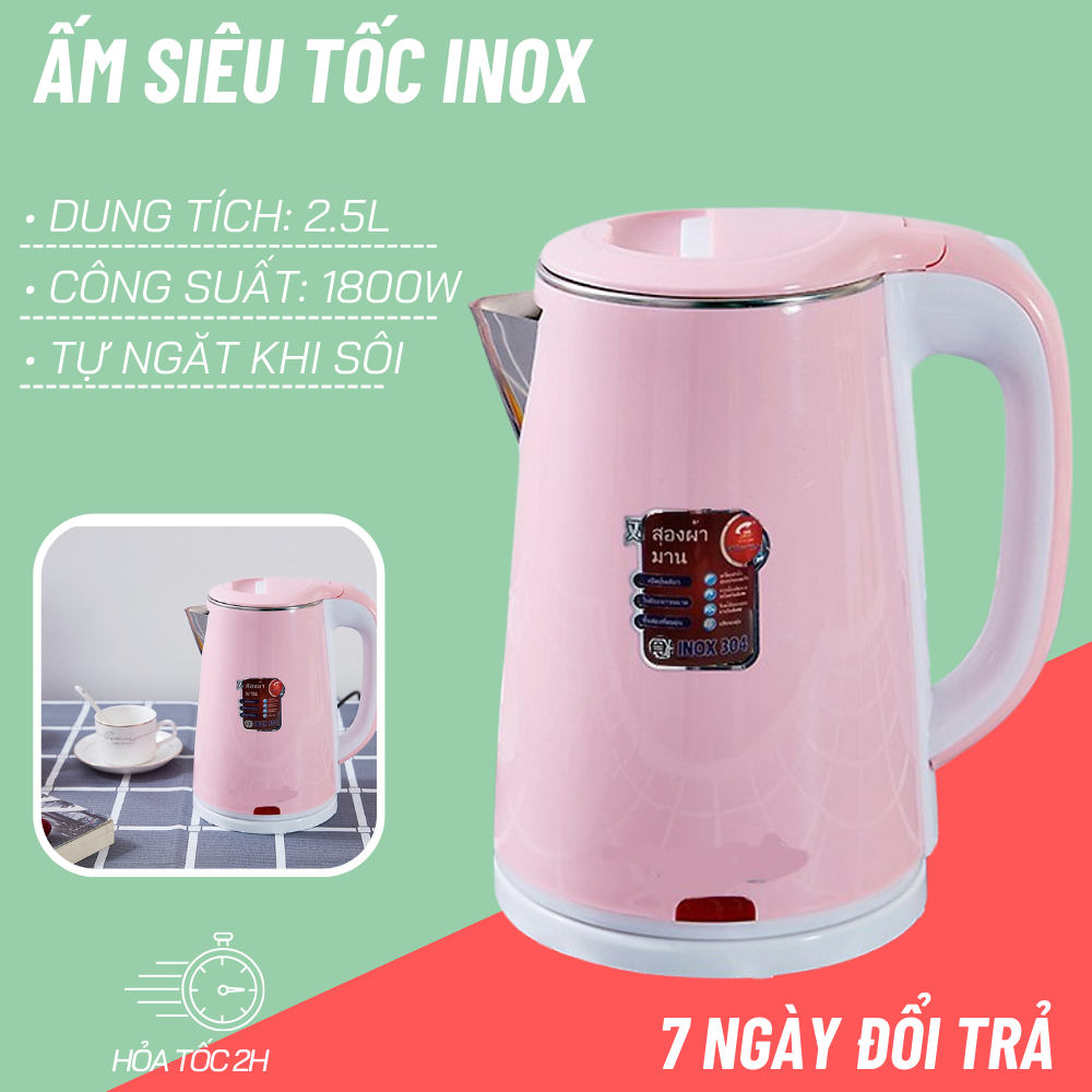 Ấm Siêu Tốc Bền Đẹp Hàng Loại Tốt Tiện Lợi - Ấm siêu tốc 2 lớp Zliplai 1.8L - Ấm siêu tốc 1.8L INOX - Ấm siêu tốc Màu 2 LỚP 1.8L Việt Nam