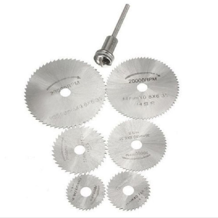 SET BỘ 7 MÓN. ĐĨA CẮT, LƯỠI CƯA TRÒN MINI KIM LOẠI dùng cắt gỗ, nhựa, gỗ, sắt và nhôm mỏng. TH387