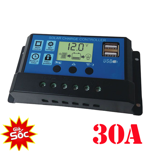 Điều khiển sạc pin năng lượng mặt trời 30A sạc bình acquy 12V và 24V,Bộ sạc pin điều khiển năng lượng mặt trời công suất lớn 30A