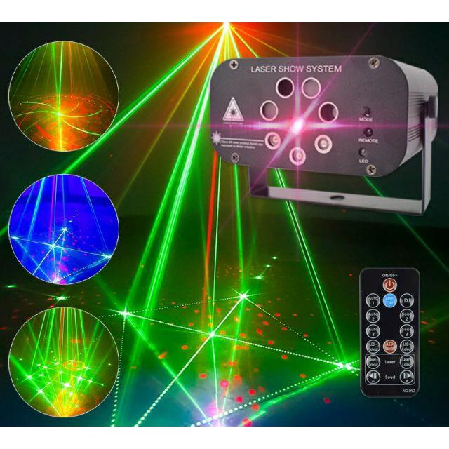 Đèn nháy theo nhạc thông minh 8 mắt cao cấp đèn laser cảm biến thay đổi hình ảnh và màu sắc theo giai điệu nhạc