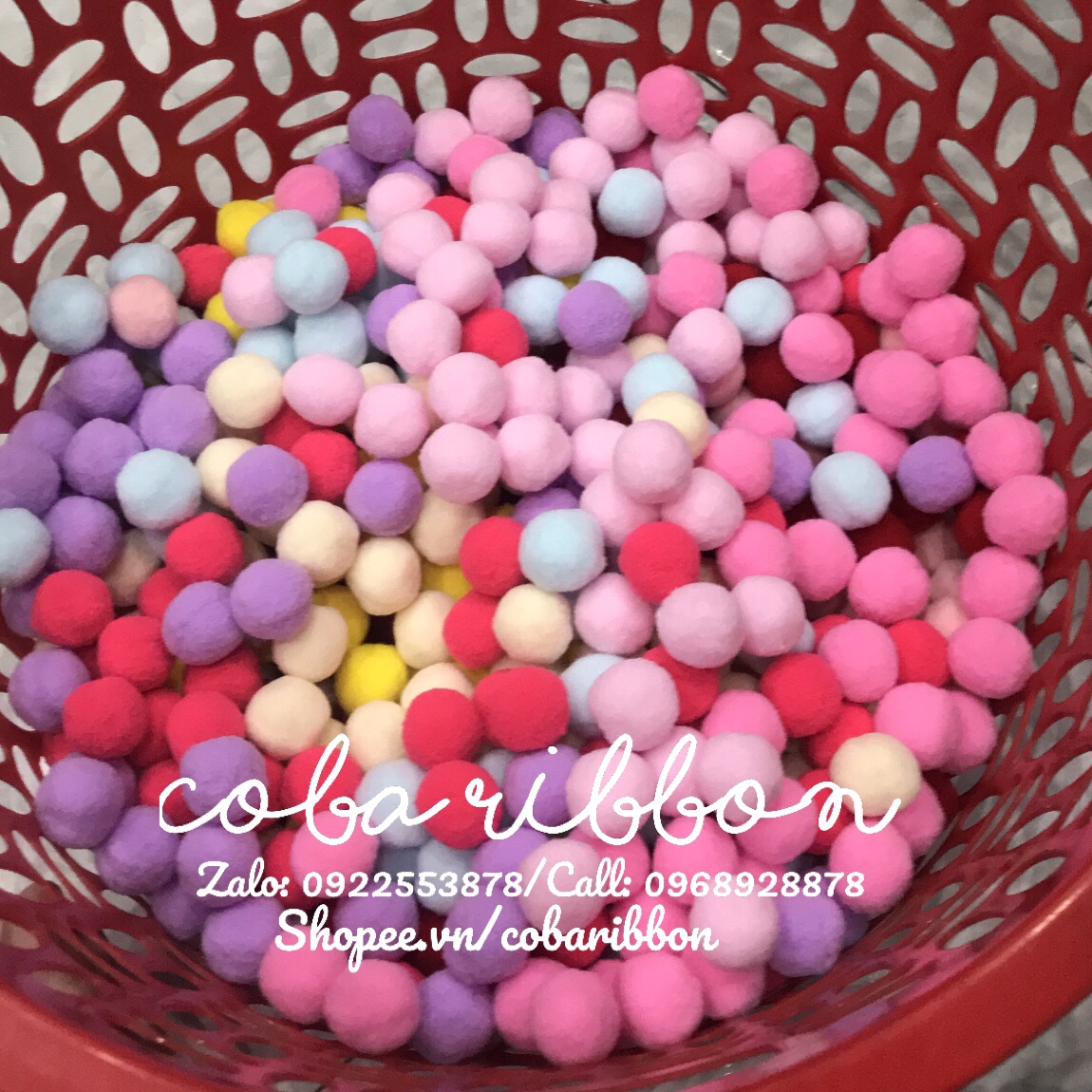 Pom Pom cục bông tròn nhiều màu nhiều kích cỡ