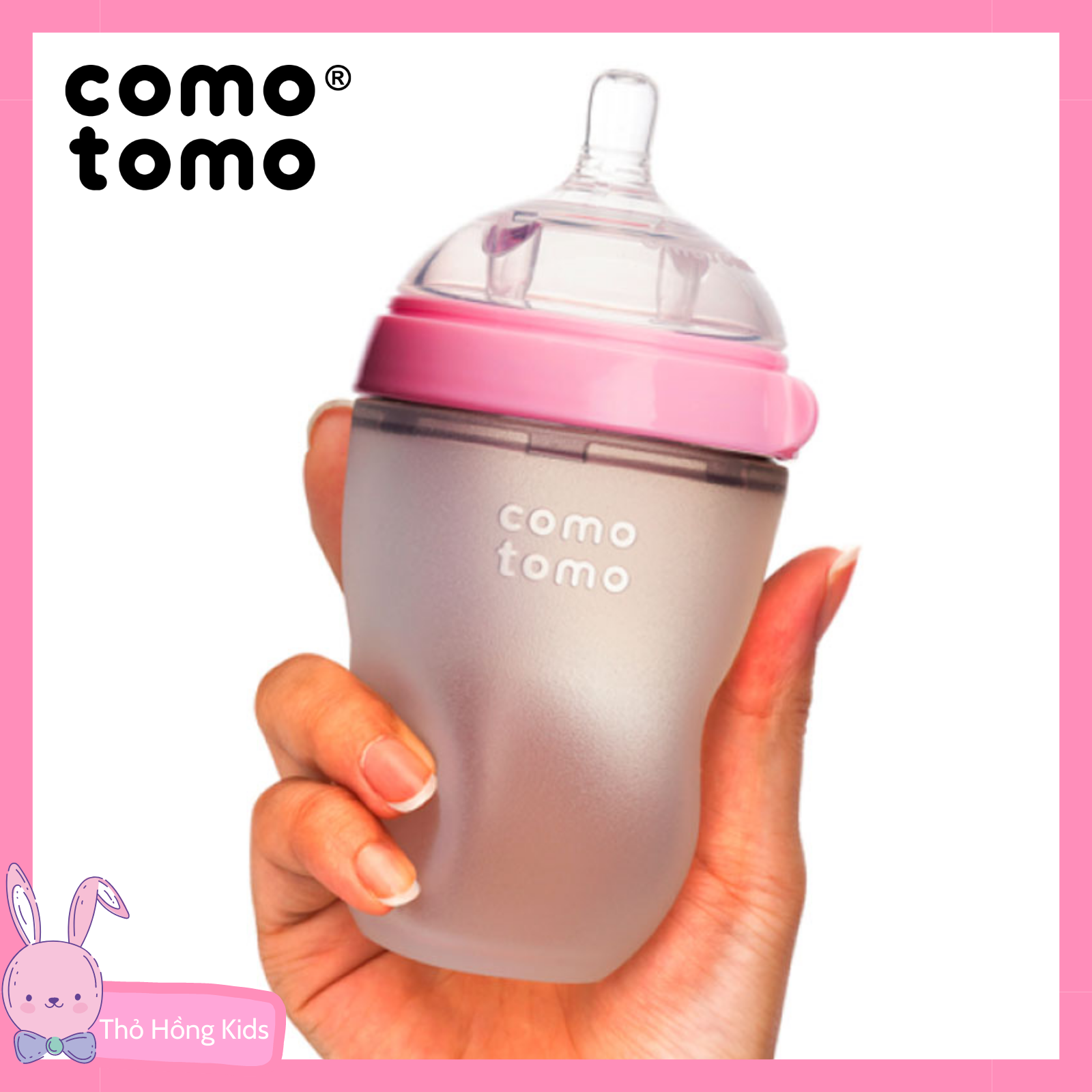 Bình sữa cho bé Comotomo chính hãng 150ml / 250ml siêu mềm - Thỏ Hồng Kids