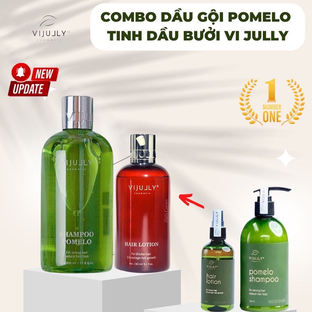Combo bộ 2 sản phẩm: dầu gội bưởi và tinh dầu bưởi vijully cao cấp