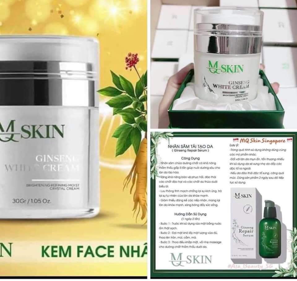 Combo serum thay da MQ Skin &  kem face nhân sâm MQ Skin
