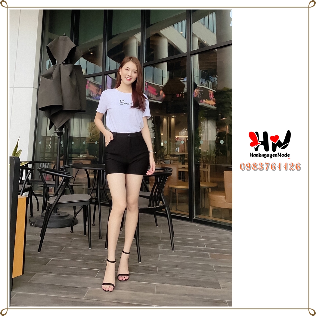 Quần Sóoc nữ cạp dời kéo khóa chuẩn QC - Quần short nữ hạo tiết đai đá QC - Quấn short nữ đẹp - Quấn  short nữ vải umi siêu xinh - Quần đùi nữ giá rẻ - hanhnguyenMode [Video - Anh thật]