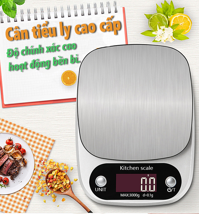 Cân điện tử nhà bếp mini. Cân tiểu li High Precision N5 3kg định lượng thực phẩm nhà bếp chính xác cao 01g. Sản phẩm được bếp trưởng tin dùng.