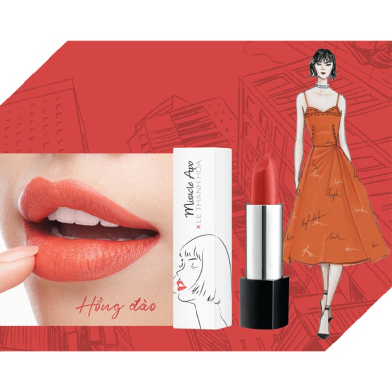 Son lì miracle apo lipstick matte x lê thanh hòa 4g - hồng đào