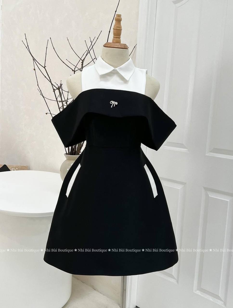 HÌnh Thật - Dory Dress Đầm bigsize trễ vai phối cổ sơ mi sang chảnh