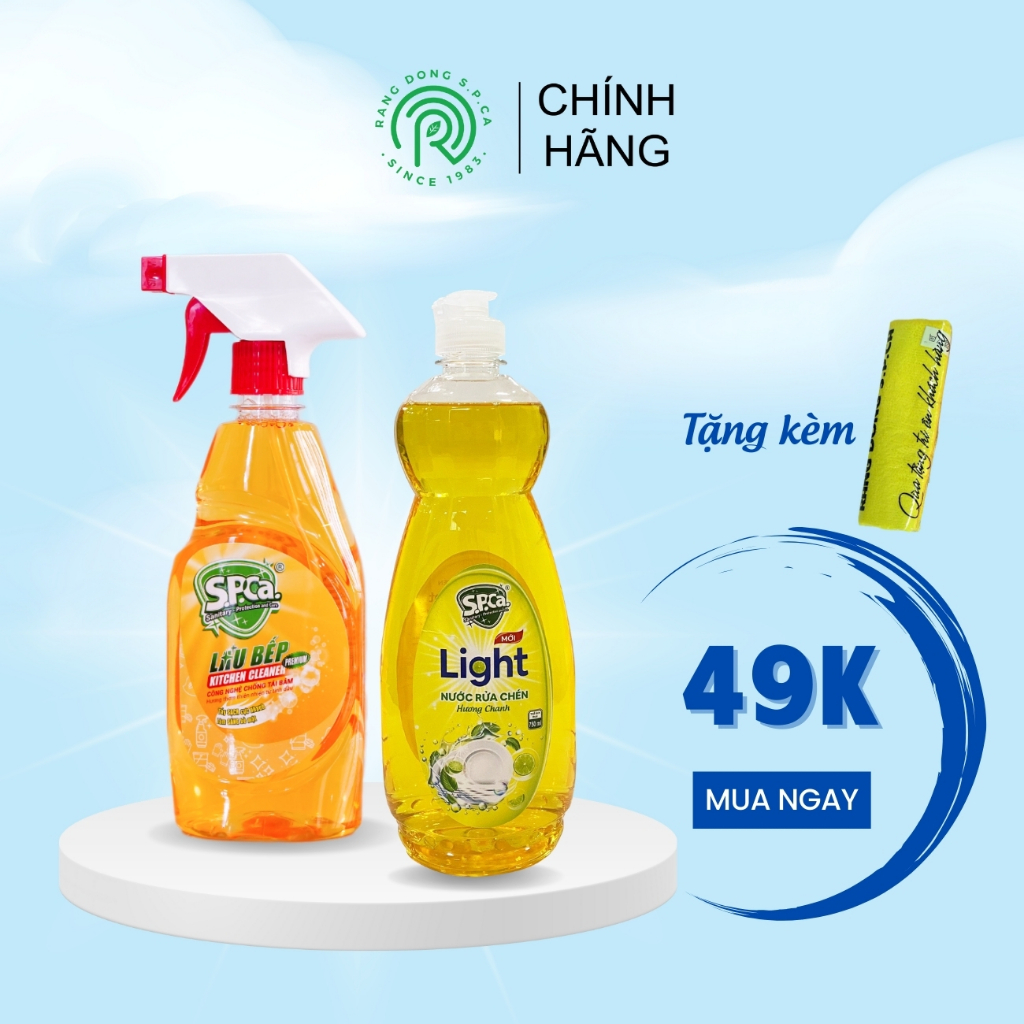 Combo Nước lau bếp S.P.Ca Premium 450ml + Nước rửa chén S.P.Ca Light 750ml loại bỏ dầu mỡ hiệu quả - SPCa000078