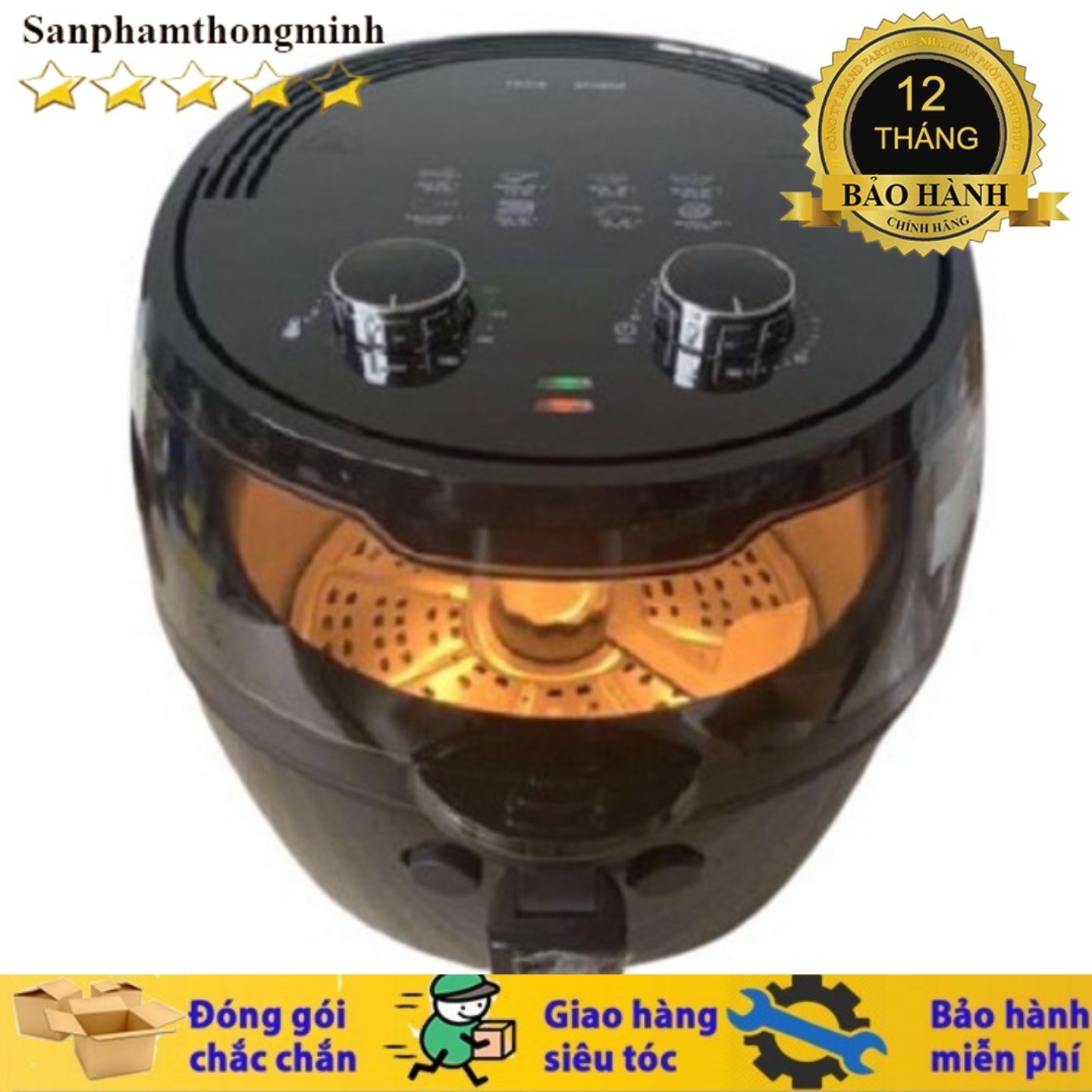 (Bảo Hành 12 Tháng )Nồi Chiên Không Dầu CƠ Nine Shield 8 lít