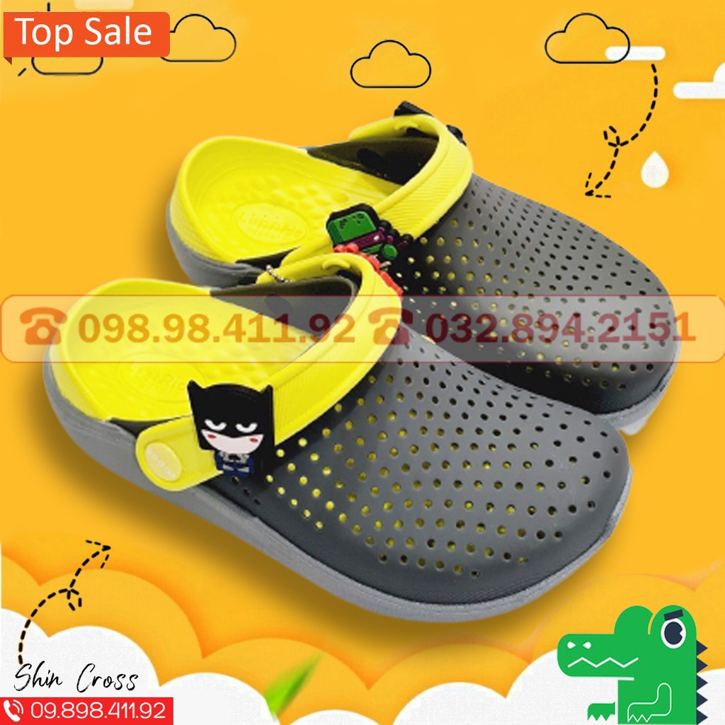 Dép Cross Cho Bé SUCLITKID Tặng 6 Sticker Dép Quai Ngang Bít Đầu Lỗ Thoáng Khí Đế Bằng Răng Cưa Khủng Long Chống Trơn Đi Ngoài Hàng Ngày