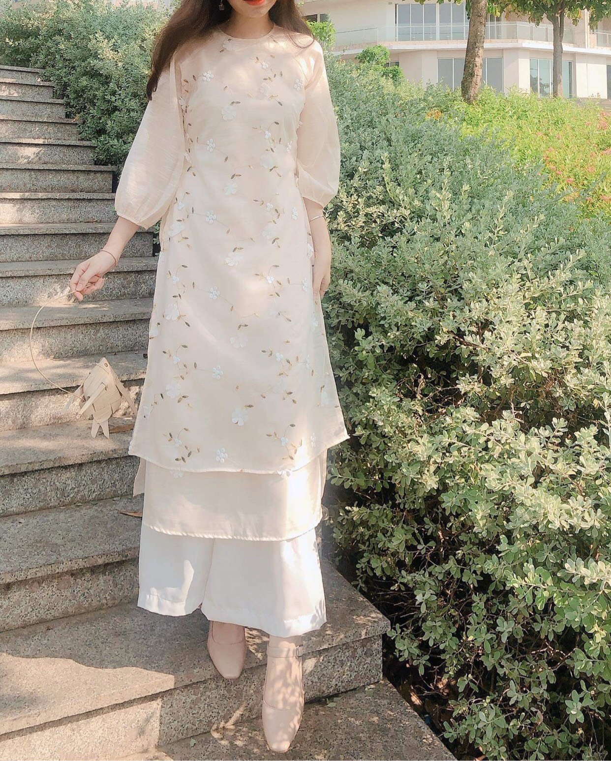 [HCM]Set áo dài cách tân hoa 3D