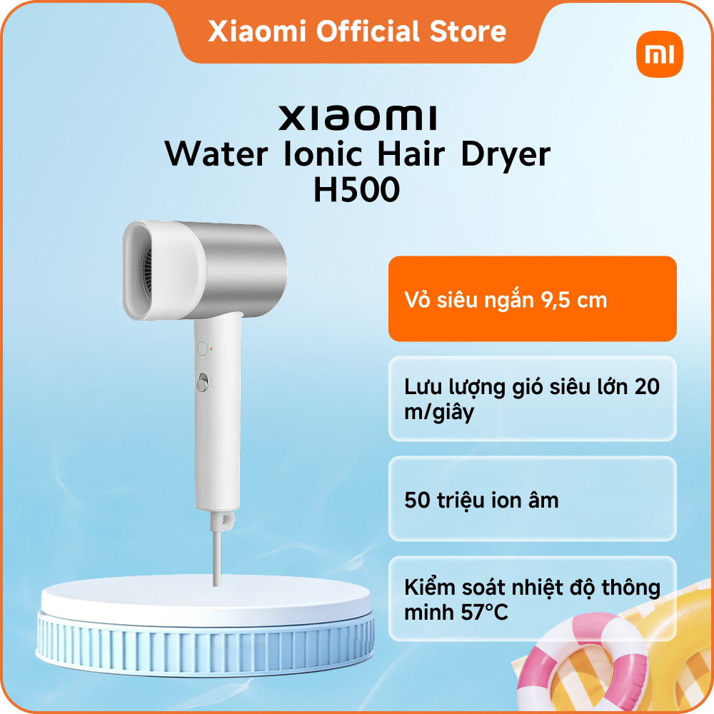 Xiaomi Water Ionic Hair Dryer H500 | Liệu pháp tạo ion nước kép | Luồng khí cực cao 20m/giây* | Kiểm soát nhiệt độ thông minh và chế độ luân chuyển khí nóng/lạnh