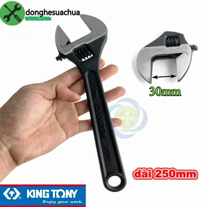 Mỏ lết đen 250mm kingtony 3611-10p loại 10 inch mở hàm 30mm
