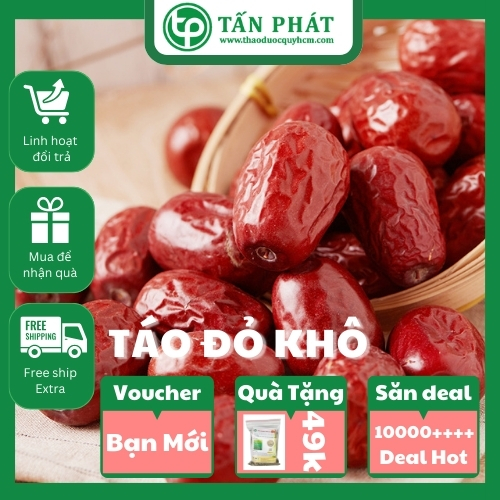 Táo đỏ sấy khô túi lớn loại 500g - Tấn Phát - Hàng công ty chất lượng cao