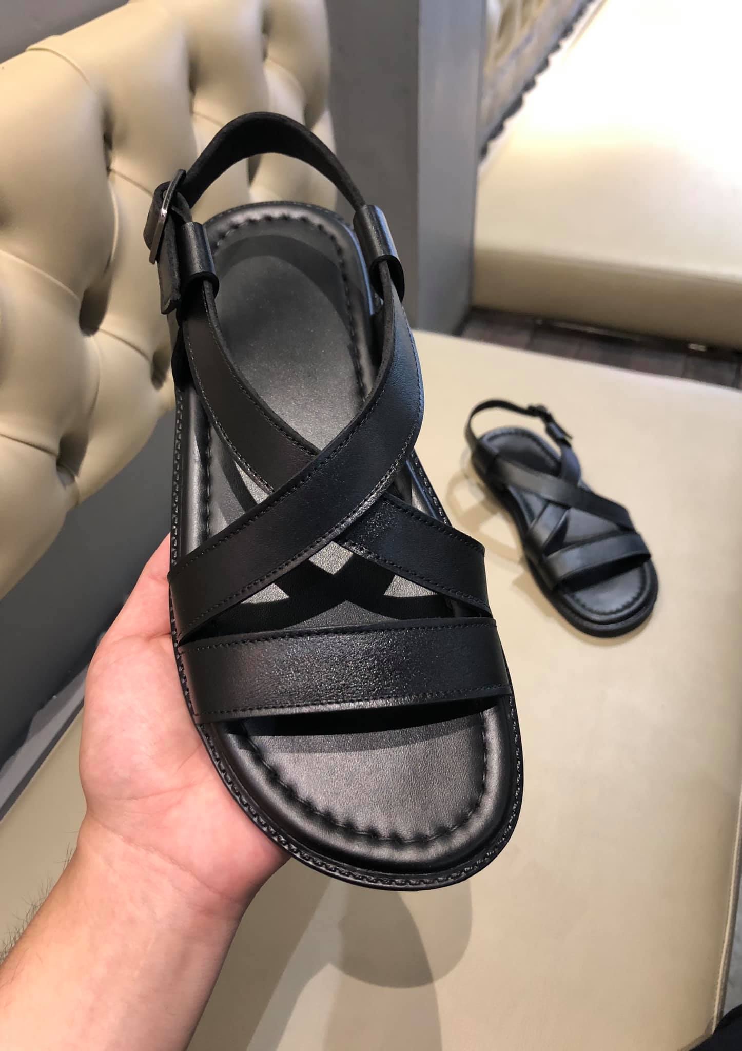 Dép da sandal nam nữ da bò đế cao su cao cấp bảo hành 12 tháng