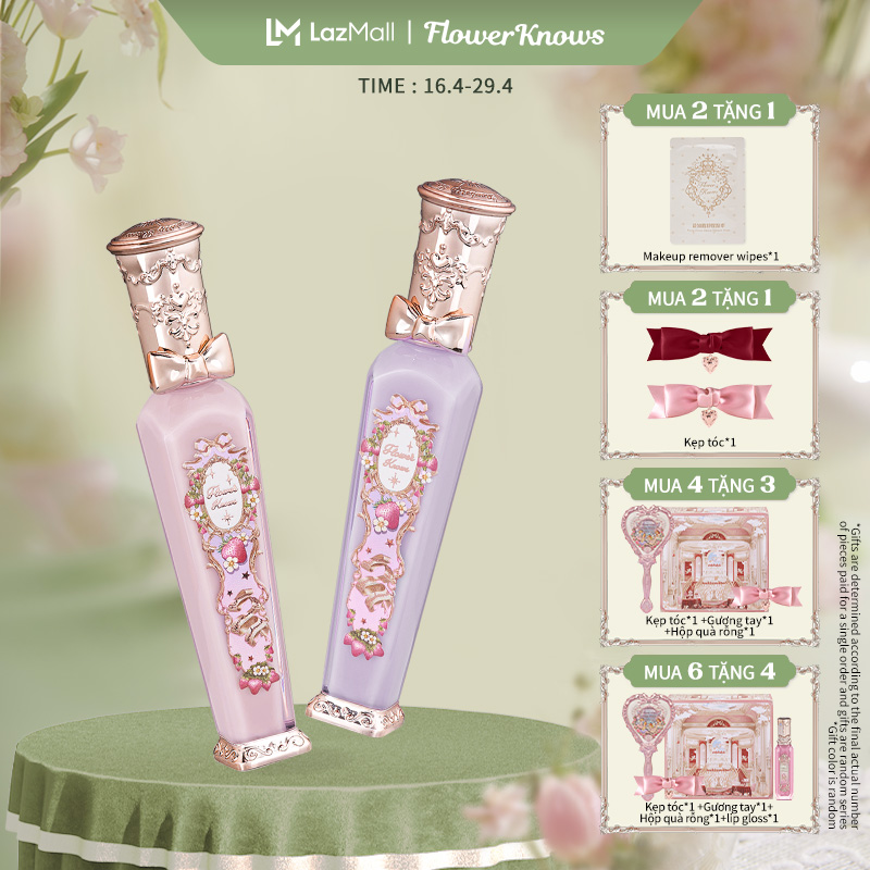 Flower Knows Strawberry Rococo Series Glowy Lipgloss 3.5ml Bề mặt gương bóng son bóng phù hợp với mùa xuân và mùa hè