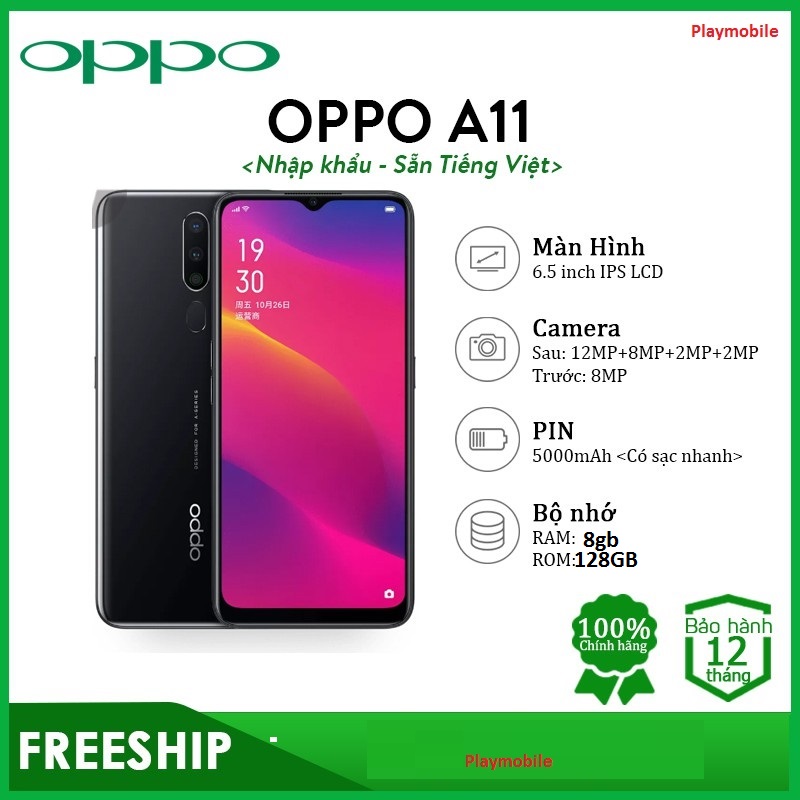 Điện Thoại OPPO A11 2 sim Chính hãng 8G/128GB - Pin Siêu trâu , máy đẹp nguyên bản , Giá rẻ chơi game | Playmobile đảm bảo