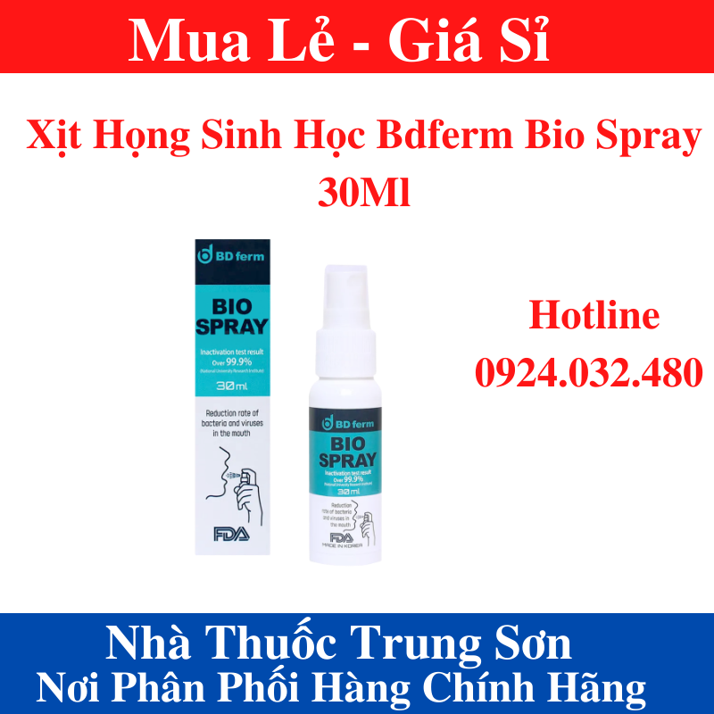 Xịt họng kháng khuẩn sinh học bio spray hàn quốc chai 30ml - cam kết chính hãng - trung sơn pharma 001
