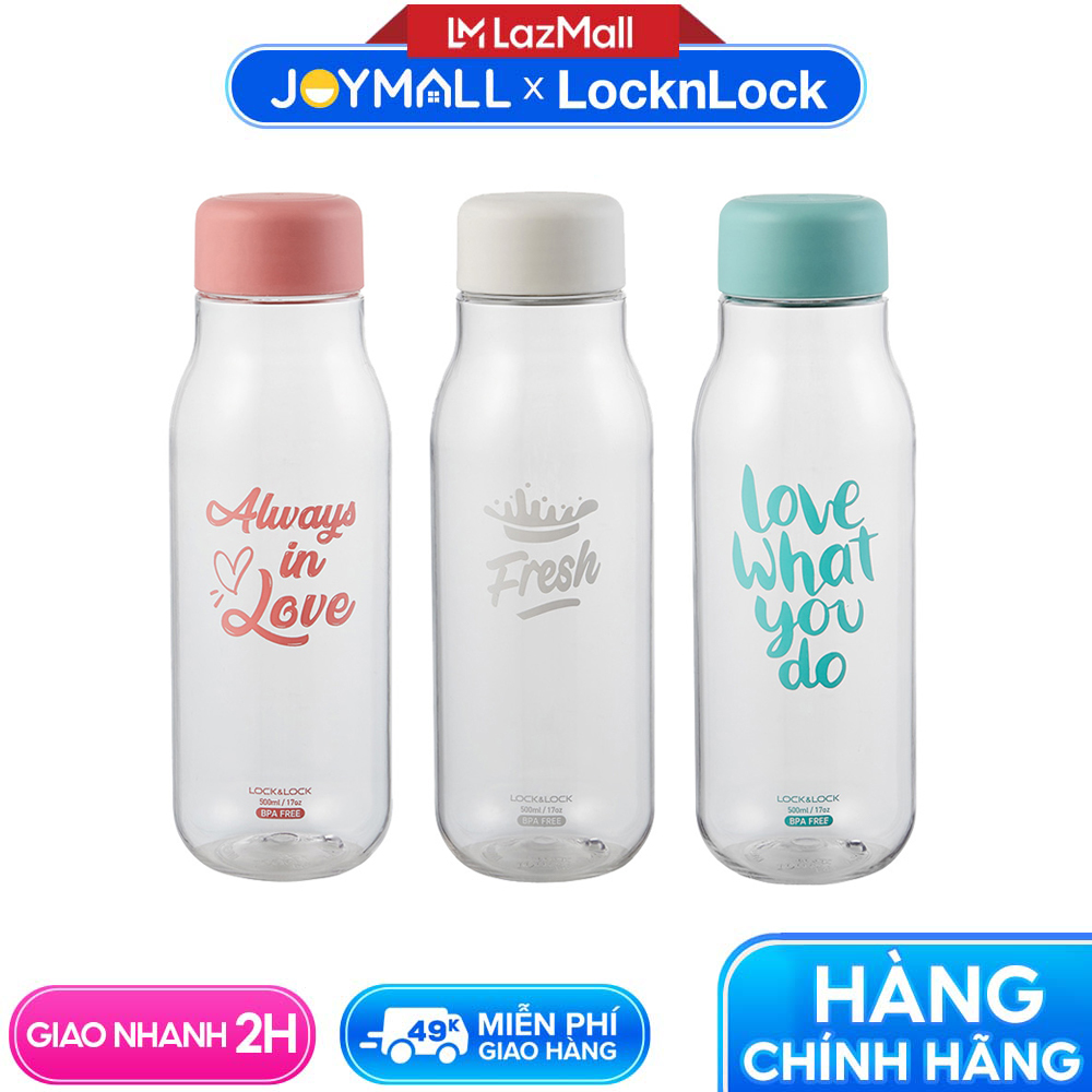 Bình Đựng Nước Hoa Quả Detox Lock&Lock Milky 500ml HAP654, Hàng chính hãng, nhựa PET, gọn nhẹ, không chứa BPA - JoyMall