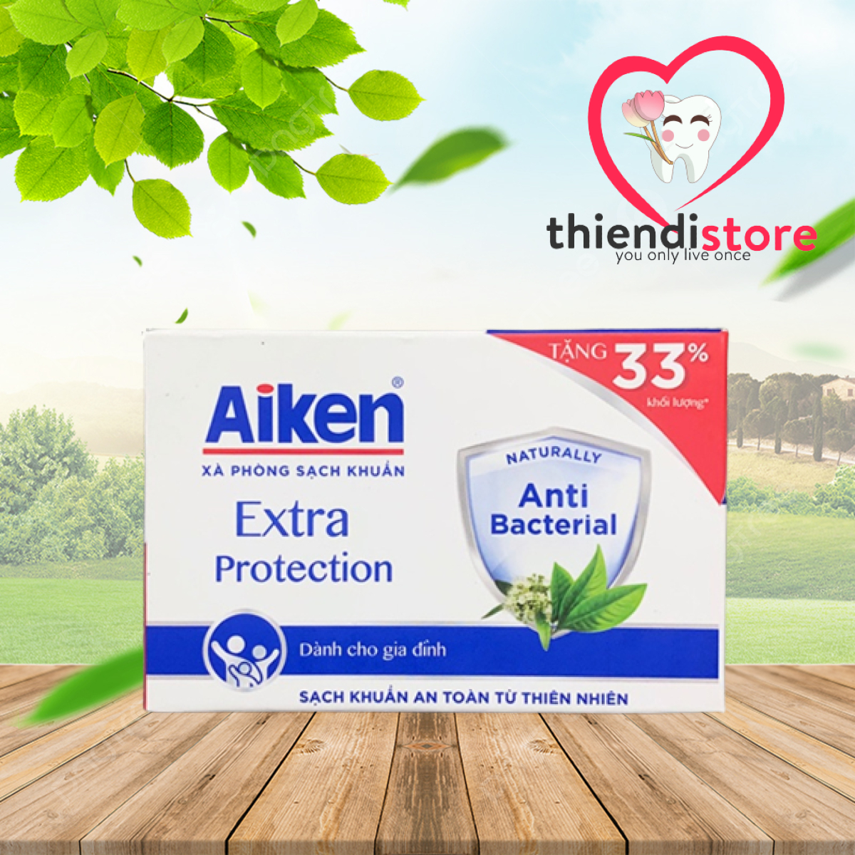 Xà bông cục Aiken 90g (tặng 33%)