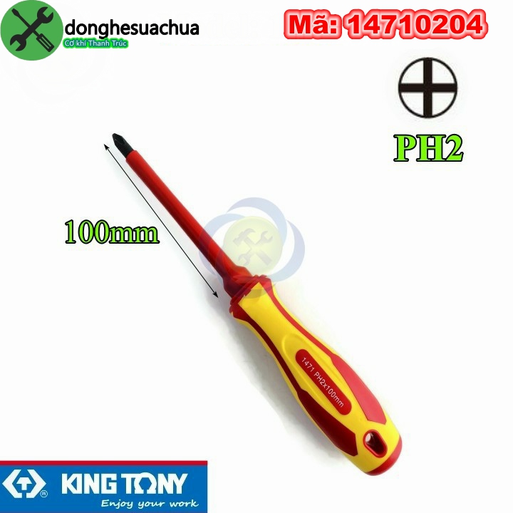 Vít bake cách điện ph2 kingtony 14710204 dài 100mm cán đỏ - vàng