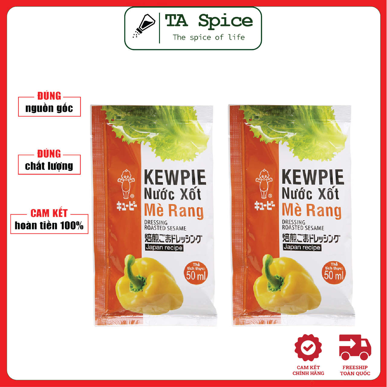 Combo 2 Gói Xốt Salad Mè Rang Kewpie Gói 15ml - Phù hợp giảm cân ăn KETO