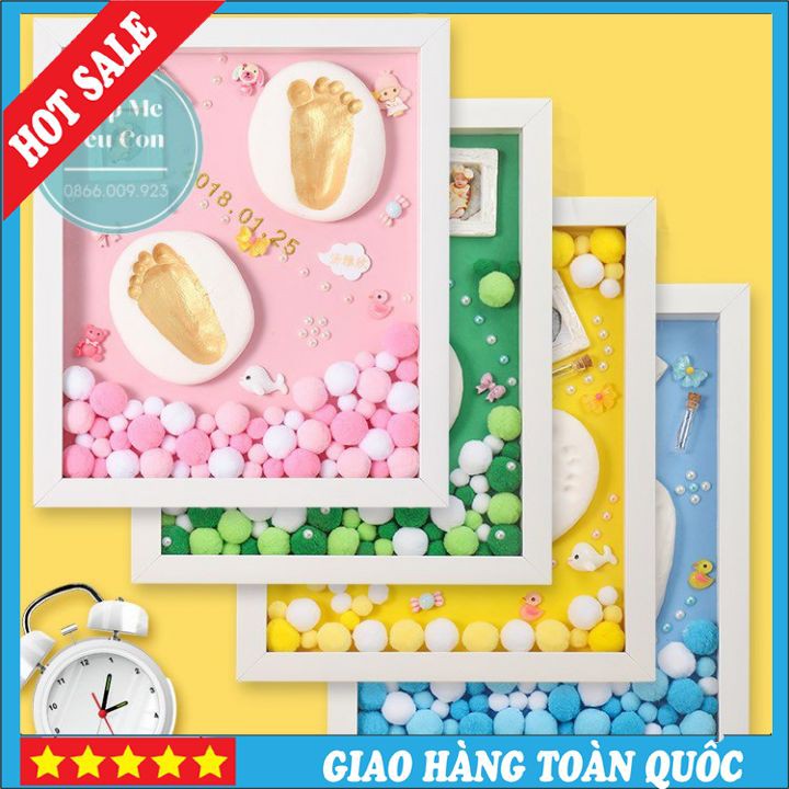 [Hàng Có Sẵn] Bộ Khung Ảnh In Dấu Tay Chân Cho Bé