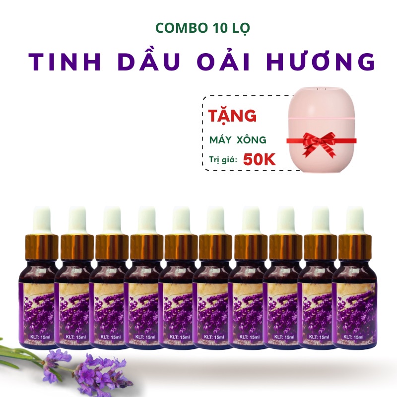 Tinh Dầu Thiên Nhiên Nguyên Chất Oải Hương Combo 10 Chai Tặng Máy Phun Sương Mini Tinh Dầu Thơm Phòng Khử Khuẩn