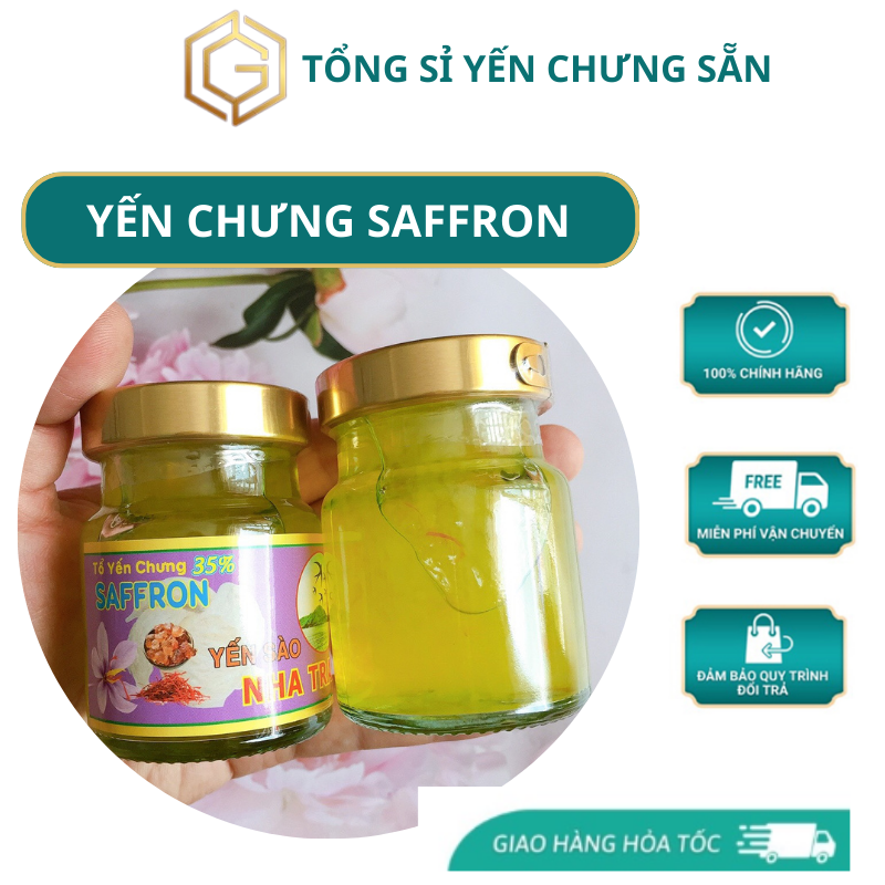 Yến chưng Saffron nhuỵ hoa nghệ tây Nha Trang, 35% yến, không chất bảo quản