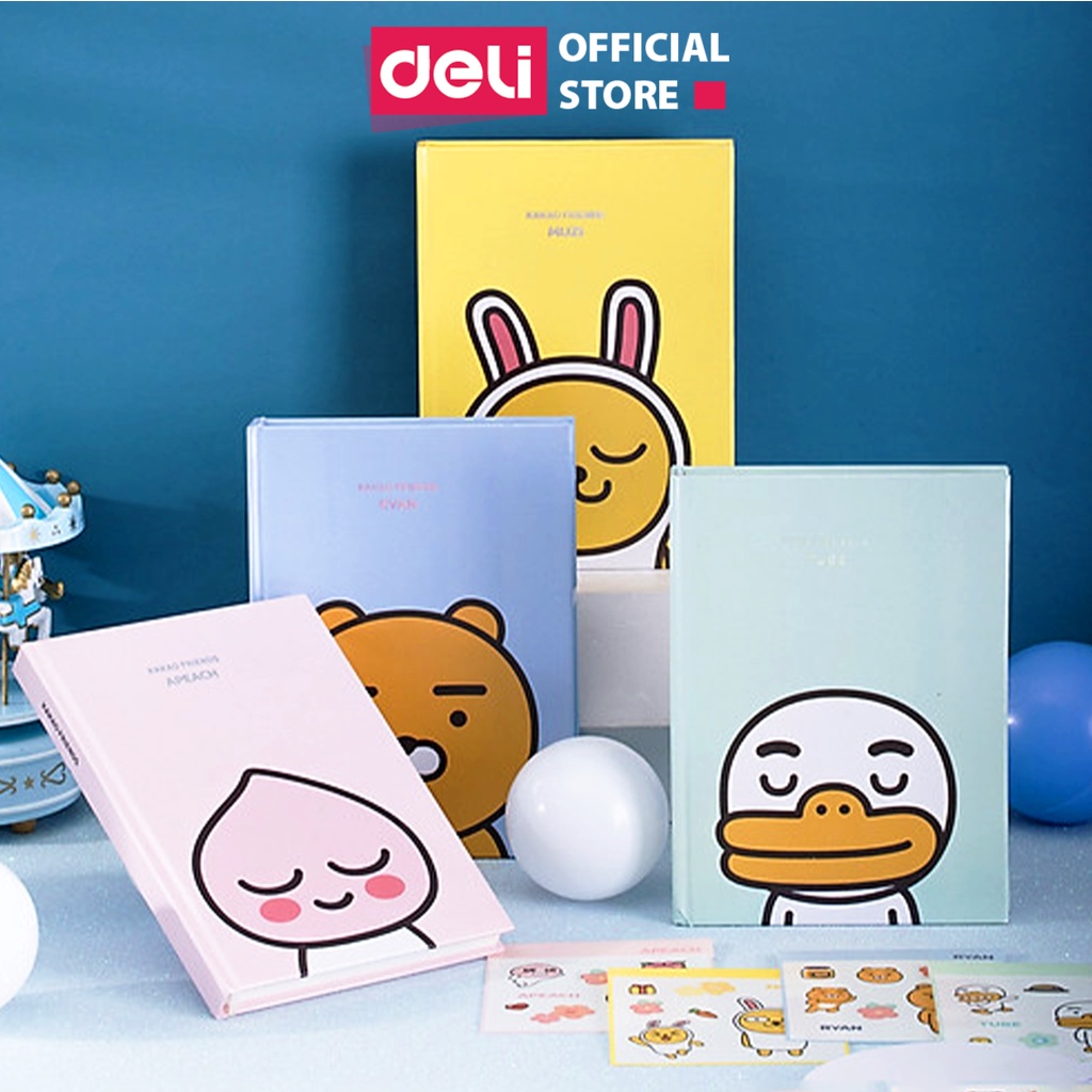 Sổ tay cute ghi chép bìa cứng Deli x Kakao Friends - 112 trang - giấy chống lóa, 80gsm - Khổ 180x130mm - SZ030