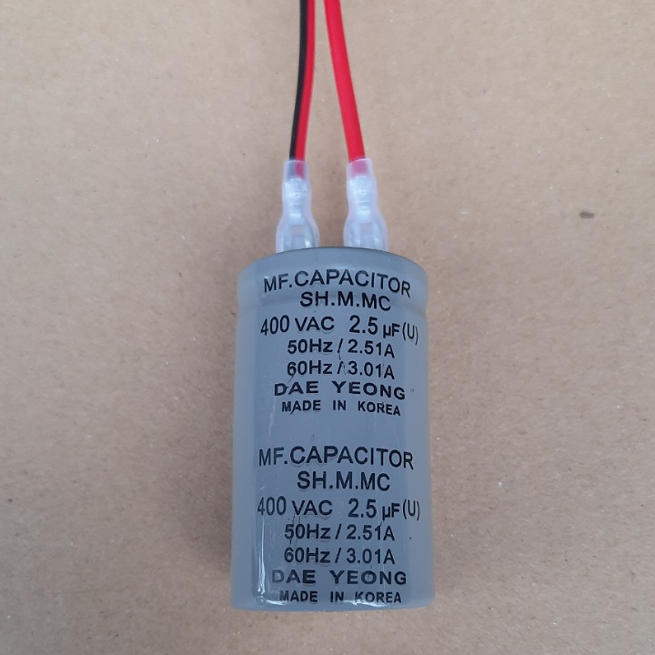 Tụ quạt trần 2,5mF -400V Hàn Quốc dùng cho các loại quạt trần 3 cánh kèm dây