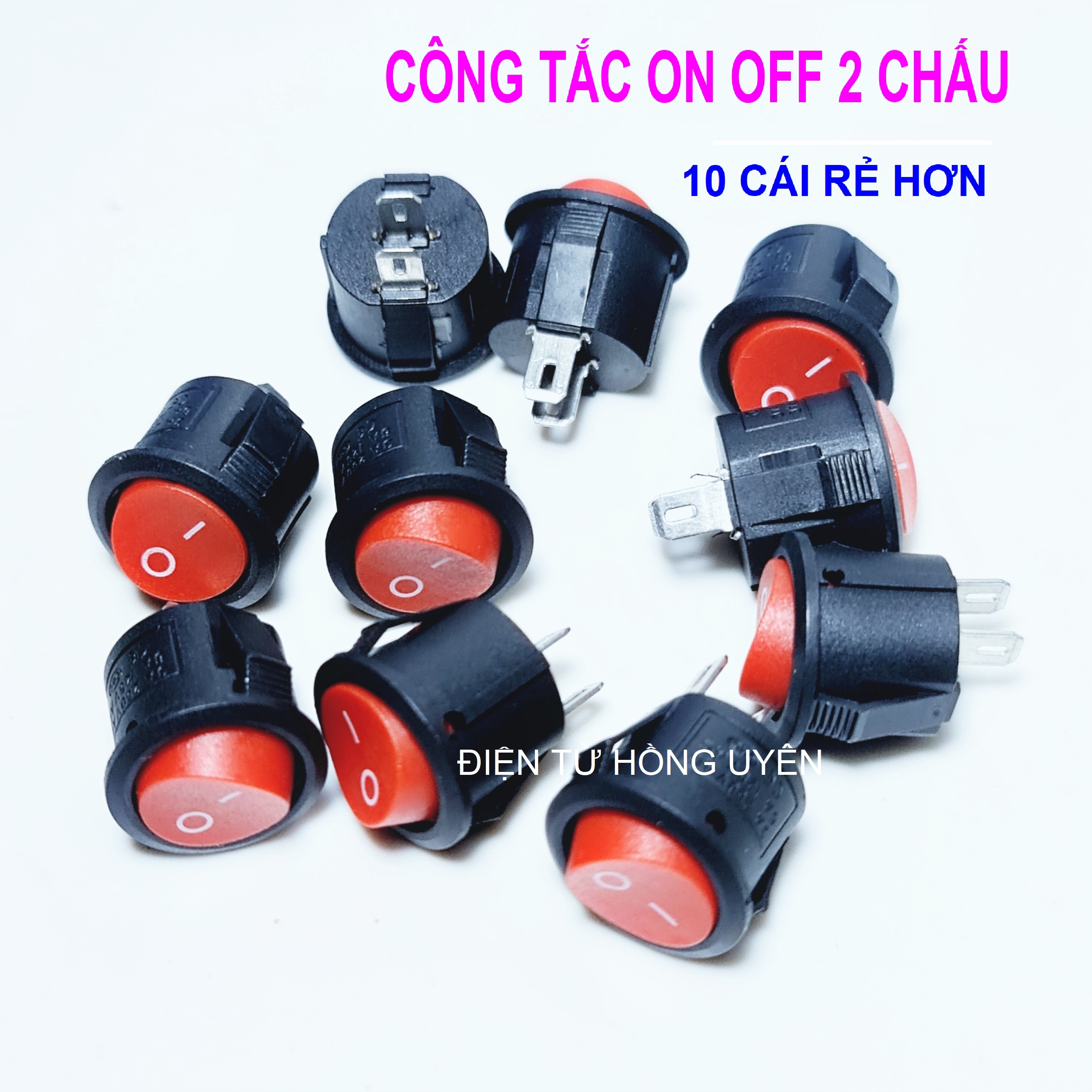 Công tắc nguồn bập bênh tròn. Công tắc điện on off bập bênh 2 chân 2 nấc loại nhỏ 3A 250v - 6A 125v 14.5mm - 16mm, Dòng tải lên đến 60A khi dùng tắt mở điện 12v, Chuyên dùng thay công tắc nguồn thiết bị