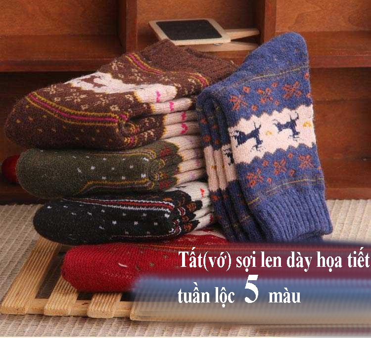 Tất vớ len thổ cẩm tuần lộc nam nữ vintage