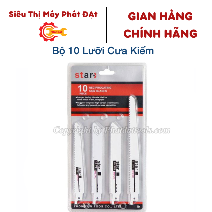 Bộ 10 lưỡi cưa kiếm gỗ-kim loại cho máy cưa kiếm cao cấp STAR