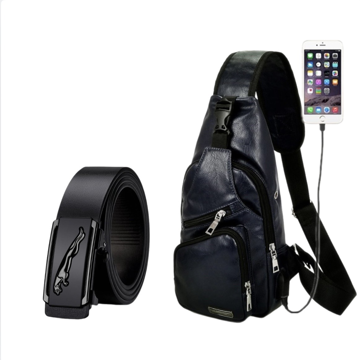 Combo túi da đeo chéo dc197 thắt lưng da nam mp08