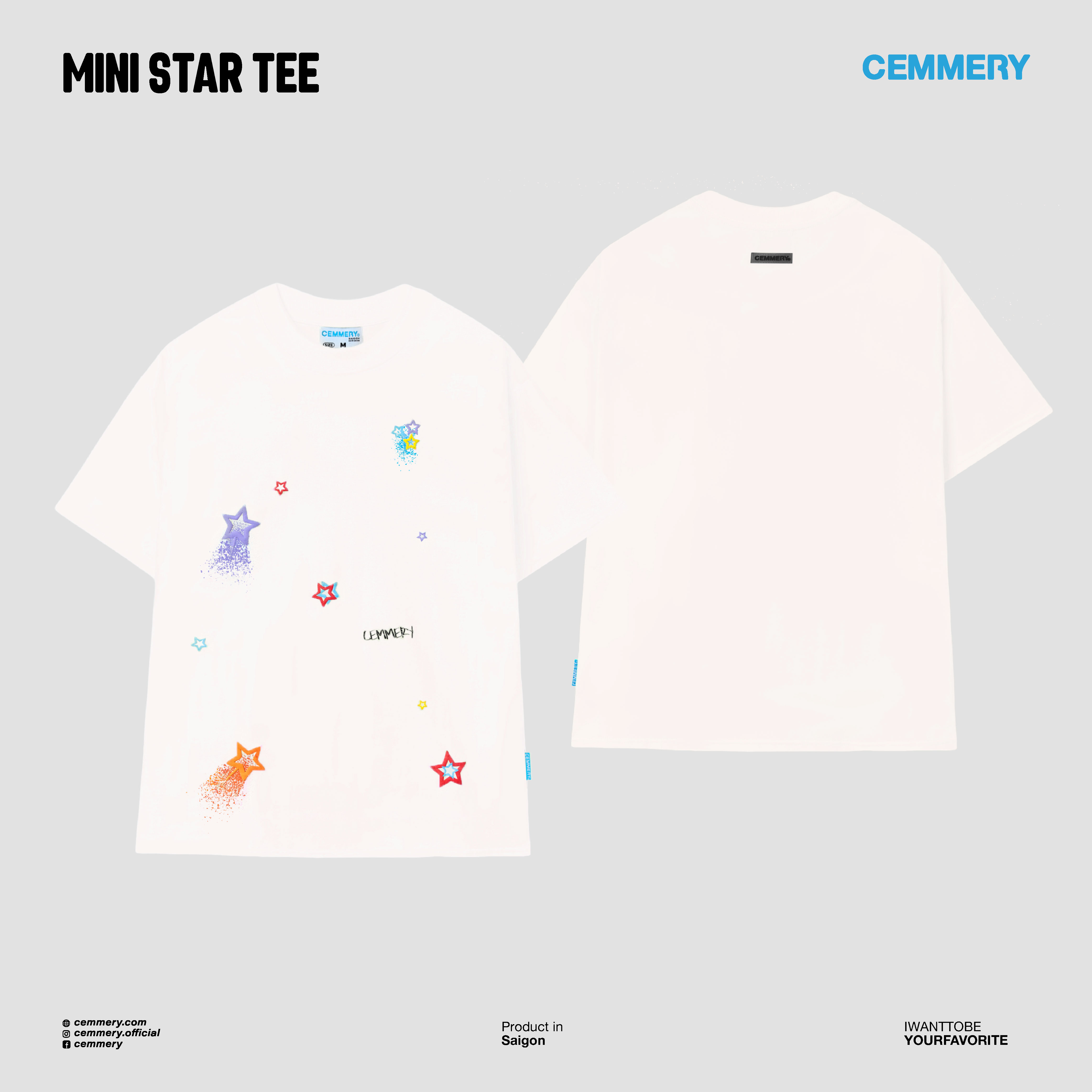 Áo thun localbrand cemmery "mini star tee" #cream