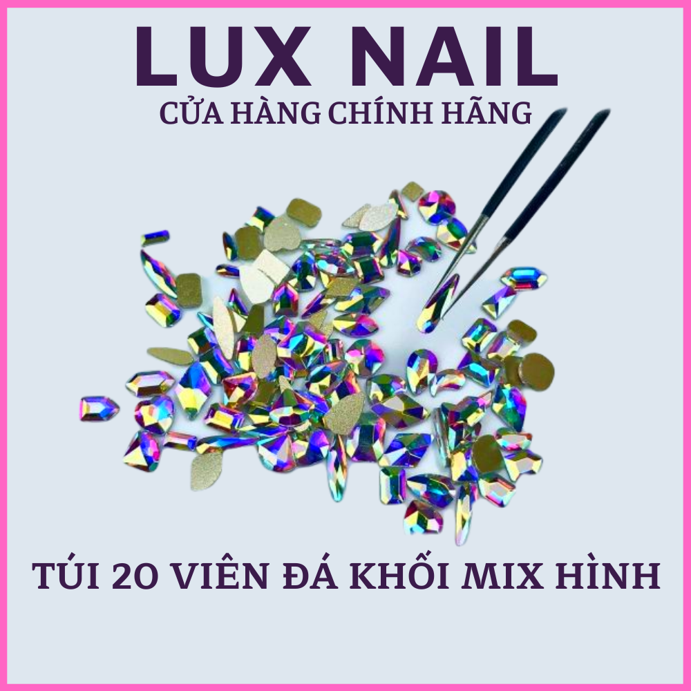 Đá khối chân bằng Nail 20 viên mix hình , đá đính móng chuyên dụng cho dân làm nail