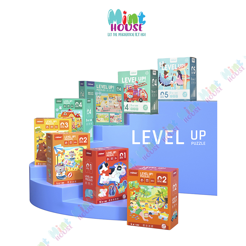 HÀNG CHÍNH HÃNG Bộ xếp hình Puzzles Level up MIDEER - Cửa hàng mẹ và bé Mint House - đồ chơi thông minh